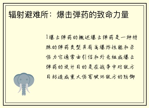 辐射避难所：爆击弹药的致命力量